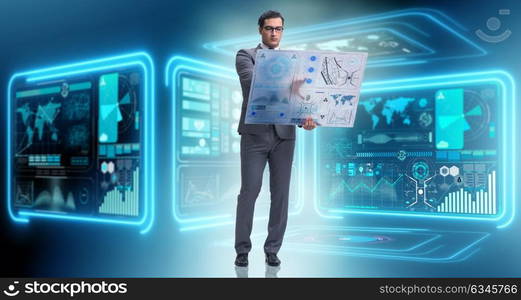 Businessman in big data management concept