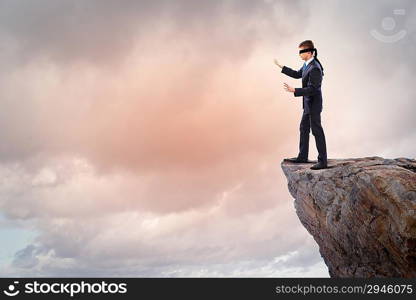 Businessman in blindfold