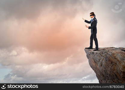 Businessman in blindfold