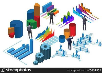 Businessman in business analytics infographics concept