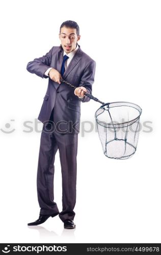 Businessman in business concept with net