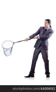 Businessman in business concept with net