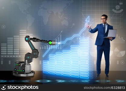 Businessman in business concept with robotic arm