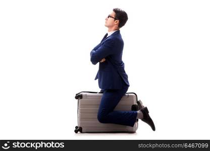 Businessman in business travel concept isolated on white