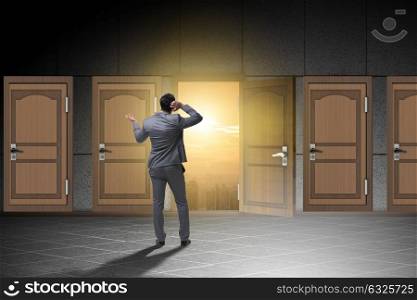 Businessman in business uncertainty concept