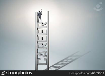 Businessman in career ladder concept. The businessman in career ladder concept