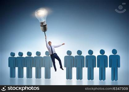 Businessman in career promotion concept. The businessman in career promotion concept