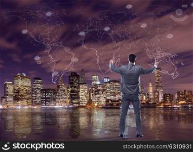 Businessman in communication business concept