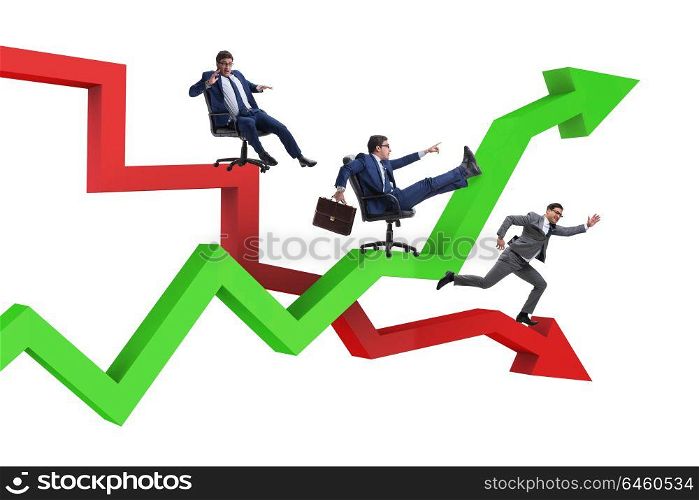 Businessman in crisis and recovery concept