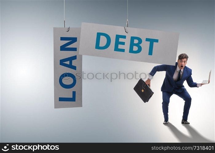 Businessman in debt and loan concept