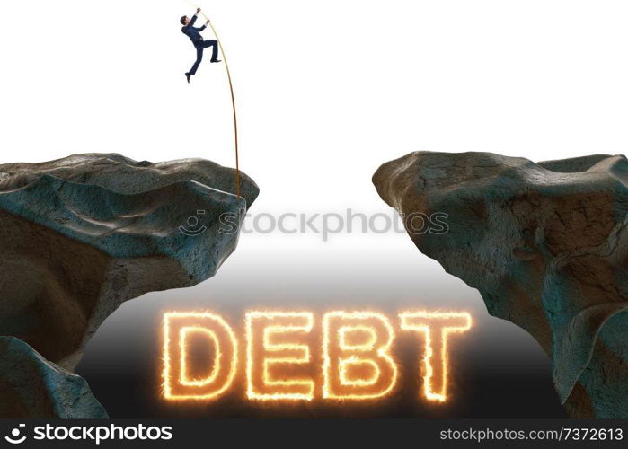 Businessman in debt and loan concept