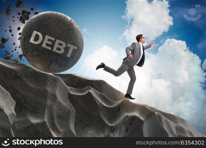 Businessman in debt loan business concept