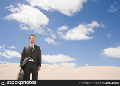 Businessman in desert