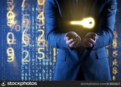 Businessman in digital security concept. The businessman in digital security concept