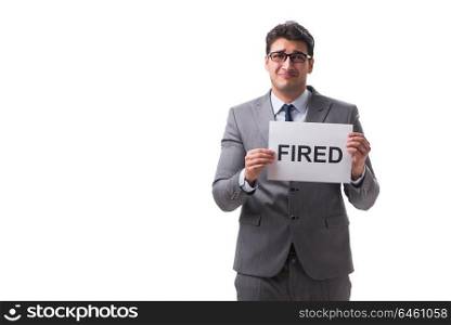 Businessman in dismissal concept isolated on white background
