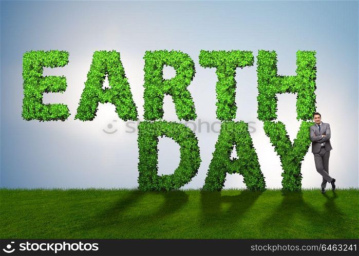 Businessman in earth day responsible business concept