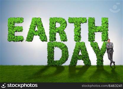 Businessman in earth day responsible business concept