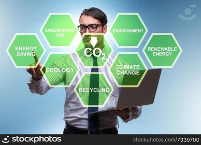 Businessman in ecology and environment concept