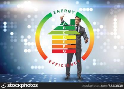 Businessman in energy efficiency concept. The businessman in energy efficiency concept