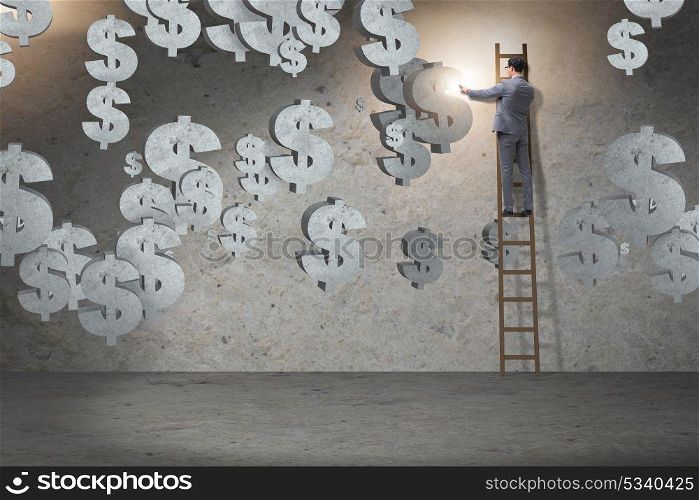 Businessman in financial concept with american dollar