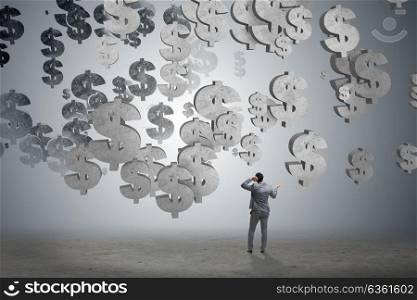 Businessman in financial concept with american dollar