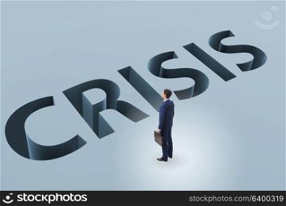 Businessman in financial crisis business concept