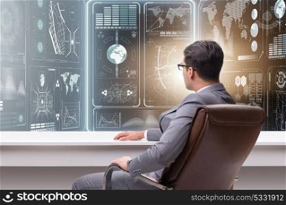 Businessman in futuristic computing concept