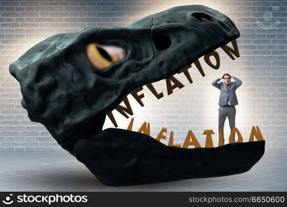 Businessman in inflation business concept