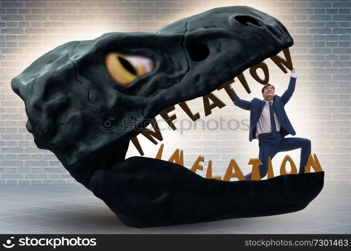 Businessman in inflation business concept