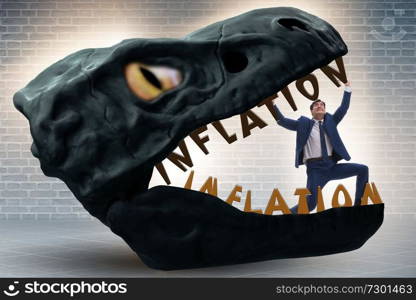 Businessman in inflation business concept