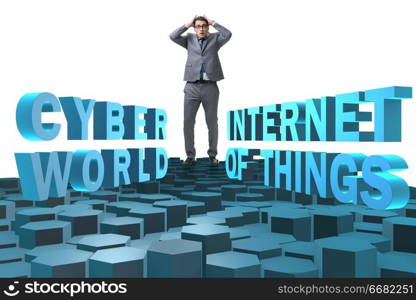 Businessman in internet of things concept