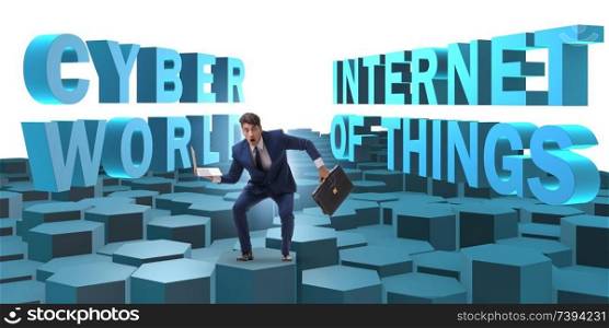 Businessman in internet of things concept