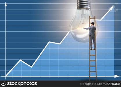 Businessman in new idea concept with light bulb