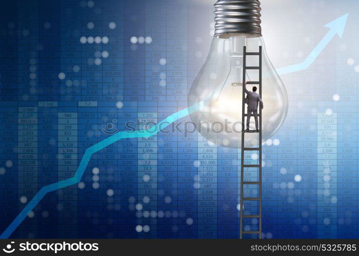 Businessman in new idea concept with light bulb