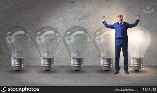 Businessman in new idea concept with light bulb