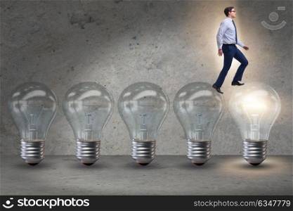 Businessman in new idea concept with light bulb