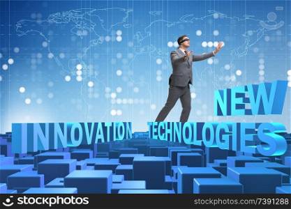 Businessman in new technologies concept