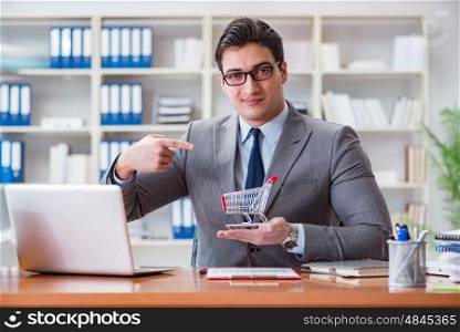 Businessman in online shopping concept