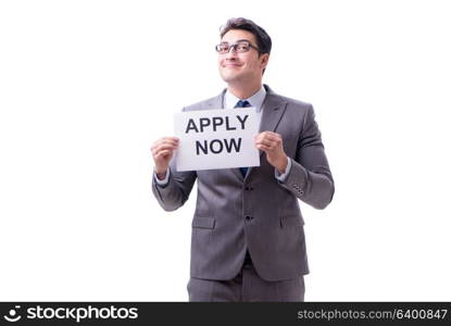 Businessman in recruitment concept isolated on white background