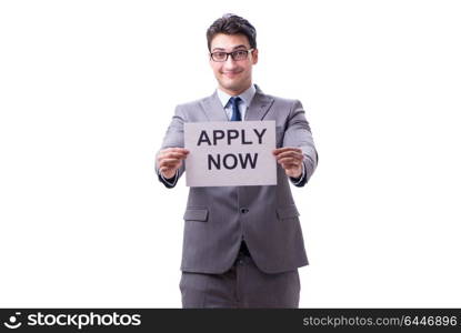 Businessman in recruitment concept isolated on white background