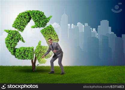 Businessman in recyling sustainable business concept