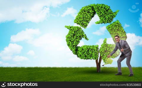 Businessman in recyling sustainable business concept