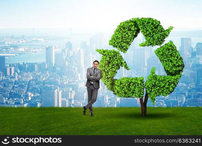 Businessman in recyling sustainable business concept