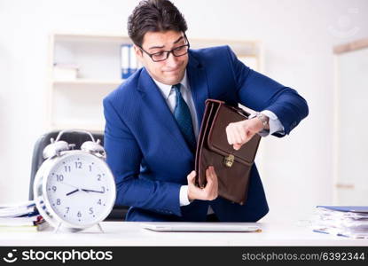 Businessman in rush trying to meet deadline