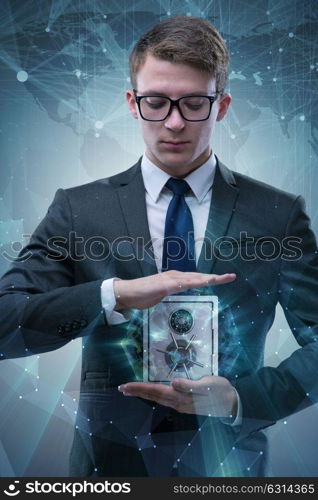 Businessman in security concept with safe