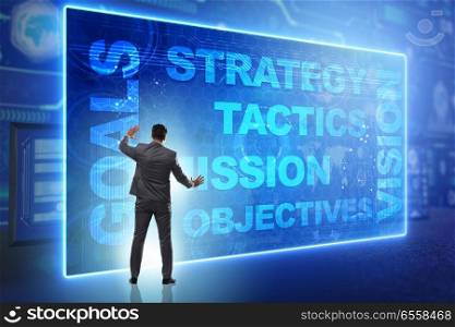 Businessman in strategic planning concept