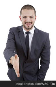 businessman in suit offering to shake the hand