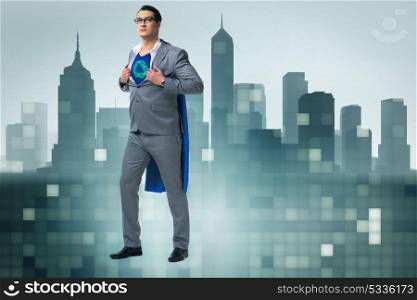 Businessman in superhero concept with red cover