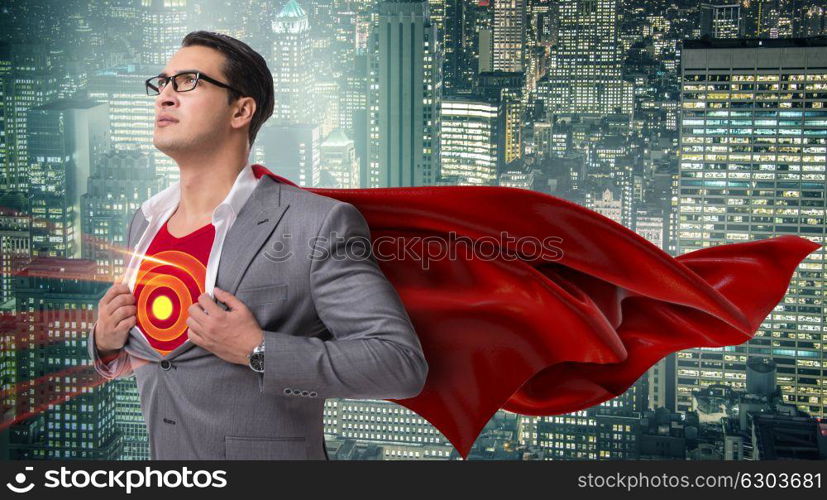 Businessman in superhero concept with red cover