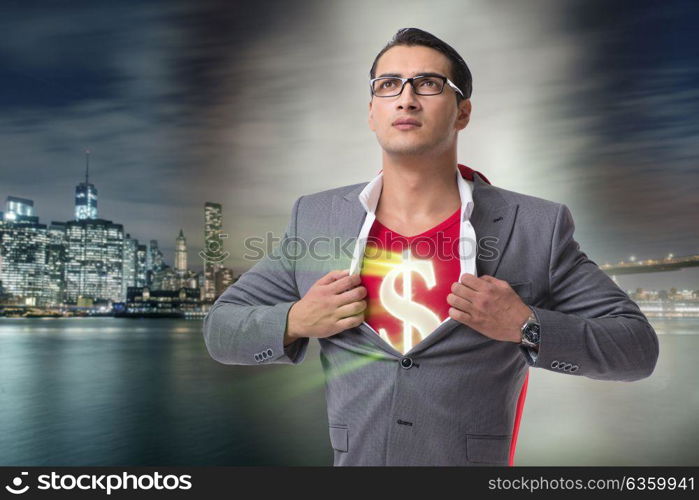 Businessman in superhero concept with red cover